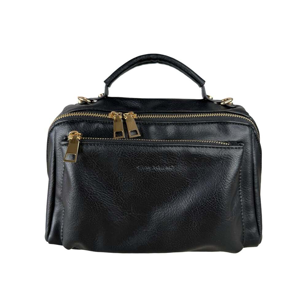Gaekeao Black Faux Leather Satchel Crossbody Bag